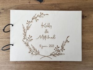 Gastenboek hout met print