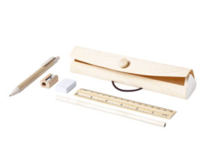 Houten etui met schrijfset ( 5 delig )
