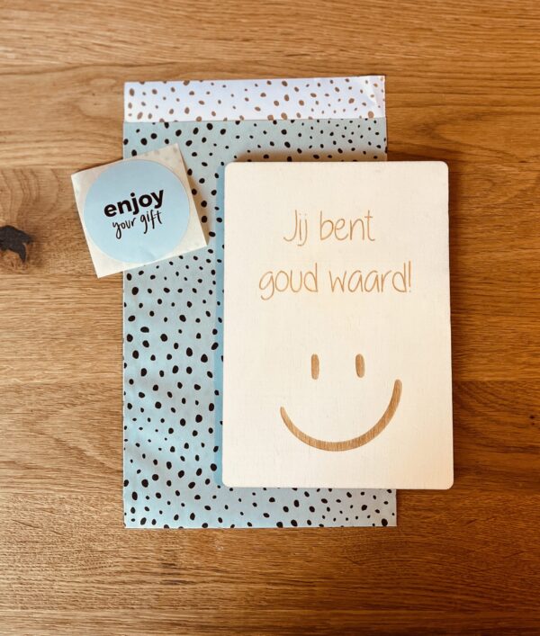 Houten kaartje - Jij bent goud waard