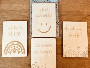 Houten kaartje - Set van 4