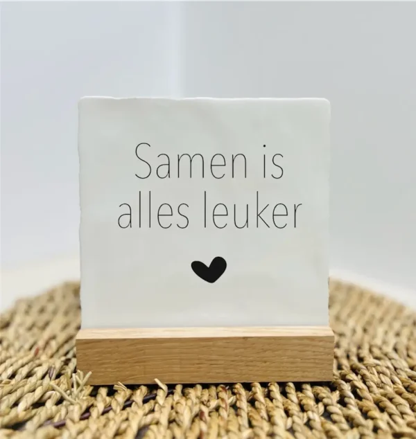Tegeltje - Samen is alles leuker - Keuze uit kleur tekst en tegel