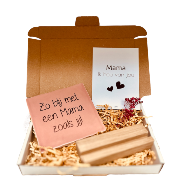 Brievenbuscadeautje - Blij met een mama zoals jij  - Keuze uit kleur tekst en tegel